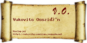 Vukovits Osszián névjegykártya